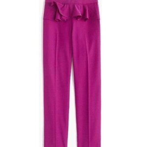 J. Crew Fuchsia Slim Ruffle Waist Trouser